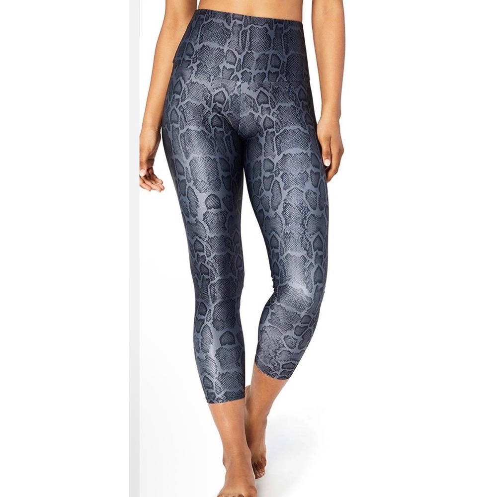 Onzie Womens Grey Snakeskin High Rise Midi‎ Leggings XS Animal Print Yoga Pants